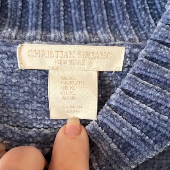 Christian Siriano Blue and White Turtleneck Sweater with Nordic Pattern - Picture 2 of 4